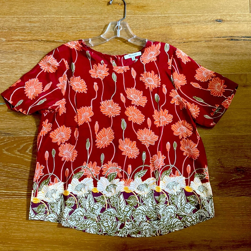 Madewell, floral silk top, never worn